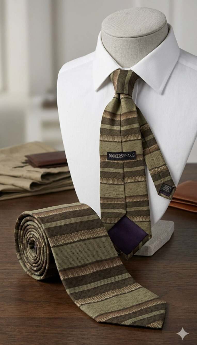 Dockers Khakis Men's 100% Silk Striped Necktie